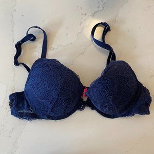 La Senza Navy Lace Padded Bra 32A
